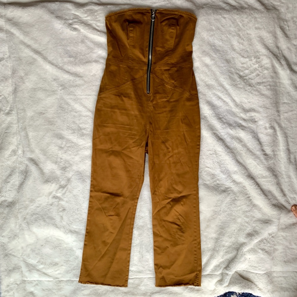 Urban Outfitters Brown Strapless Jumpsuit